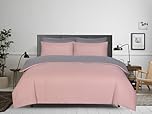 APEX FURNISHINGS Single Duvet Cover Set- 100% Brushed Microfiber Bedding Quilt Cover with Pillowcase - Pink/Grey