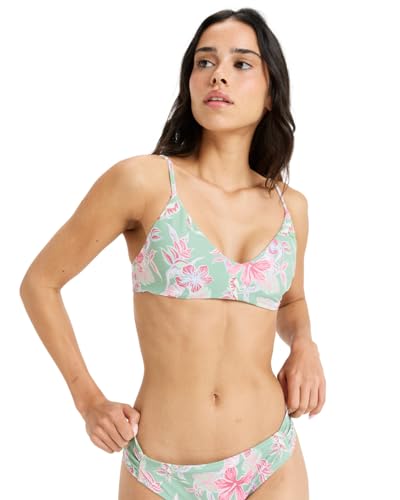 Roxy Hibiscus Island - Bralette Bikini Top for Women - Top de Bikini Bralette - Mujer - Verde.