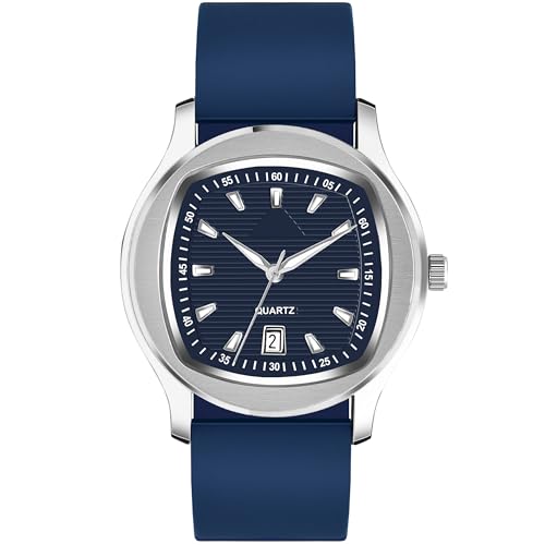 Image of styledose Minimalist dial Softest Adjustable Silicon Belt Quartz Analog Date Display Wrist Watch for Men