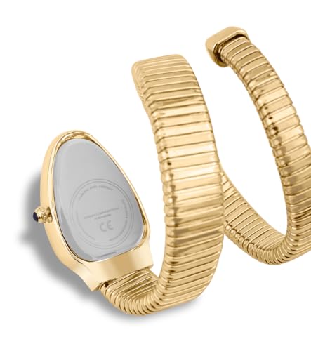 Image of French Connection Eternelle Curve | Green Dial with Rose Gold Case | Flexible Wrap Bracelet Strap | Crystal Accent Design | Roman Numerals Analog Watch for Women - FCN0142NGM