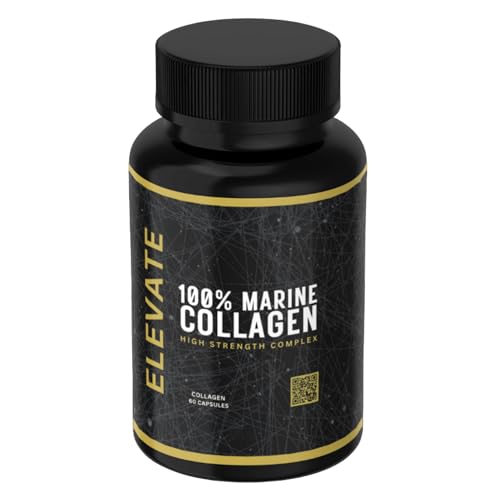 Elevate Supplements 100% Marine Collagen (Type 1), 30 Capsules | Added Hyaluronic Acid, Vitamin C & Biotin for Skin, Hair, Nail, Joint & Nervous System Support | Multi-Benefit Beauty Supplement