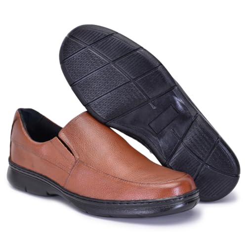 Sapato Masculino Social Conforto Com Elástico Couro Natural (Caramelo, BR, Adulto, Numérico, 43)