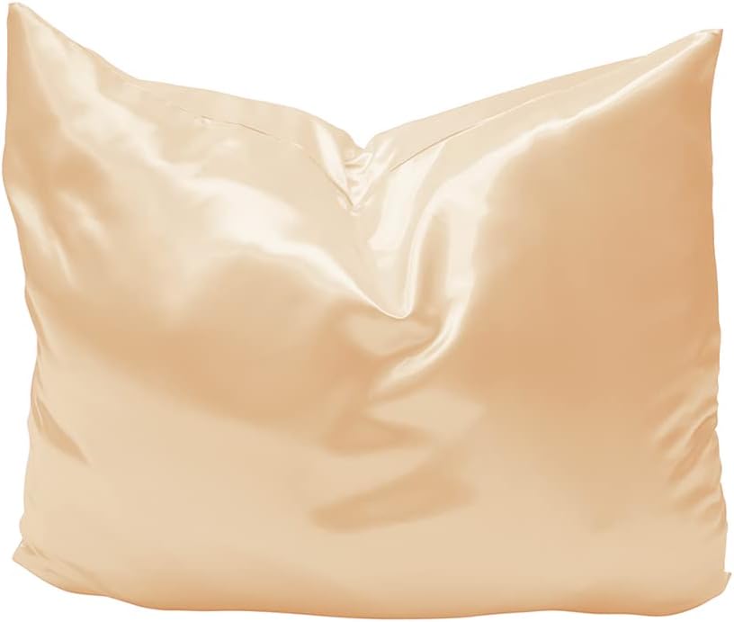 Betty Dain Satin Pillowcase with Zipper, King, Beige (Set of 2)