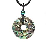 Justinstones Abalone Shell Gemstone 30mm Donut Beads Reiki Chakra Pendant Necklace Jewelry 22 Inches
