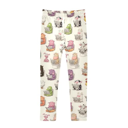 Girls' Leggings Children's Yoga Pants Skinny Printed Dance Animal Reading Newspaper Comfortable 4T