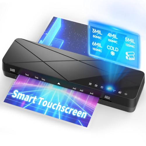 Image of Crenova Laminator 13 inch with Touchscreen 3-6mil Quick Warm Up Auto Off | Hot and Cold Laminator with ABS Jam Free, Laminator for Home Office School, Black