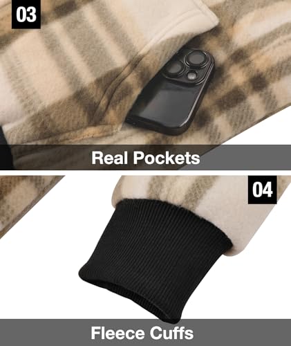 Image of GEEK LIGHTING Boys Flannel Jacket Sherpa Lined Hoodies Zip Up Fleece Plaid Shirt Jackets Winter Outdoor Coat Warm