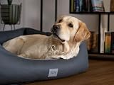 TrendPet Runa, Orthopädisches Kunstlederbett für Hunde, modisch in Kupfer und Grau (Grau, 100x75x30 cm)