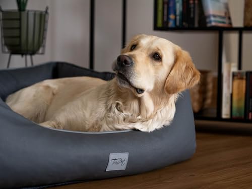 TrendPet Runa, Orthopädisches Kunstlederbett für Hunde, modisch in Kupfer und Grau (Grau, 100x75x30 cm)