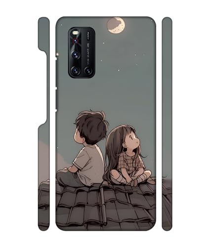 Image of ''Boy & Girl Sitting on Roof'' Printed Hard Mobile Back Cover & Case for Vivo V19, Designer | Protective & Premium Cover & Case