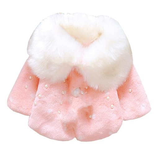 OKSakady Newborn Infant Baby Girl Faux Fur Coat Jacket Cape Cloak Poncho 0-3 Years Pink