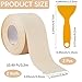 CRASPIRE 2 Rolls 10.5 Feet Kitchen Sealing Tape Shower Sealant Strip Beige PVC Waterproof Stain Proof Self Adhesive Bath Caulk Decorative Tape with Scraper Tool for Bathroom Floor Corner Protector