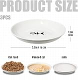 Pavlleen 3 Stück Katzennapf Keramik, mit Rutschfestem Gummiboden,Flacher breiter Futter- und Wassernapf für Kätzchen, Anti Whisker Fatigue Katzengeschirr Set, für Katzen und Kleintiere