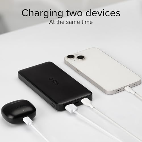 SBS PowerBank 10K SLIM, 10 000 mAh, Szybkie Ładowanie, Inteligentne Ładowanie IC, Dioda LED Stanu, 1x USB-C, 2x USB-A, Ładowarka do iPhone'a, iPada, AirPods, Samsunga, Tabletu, Smartfona, Czarny