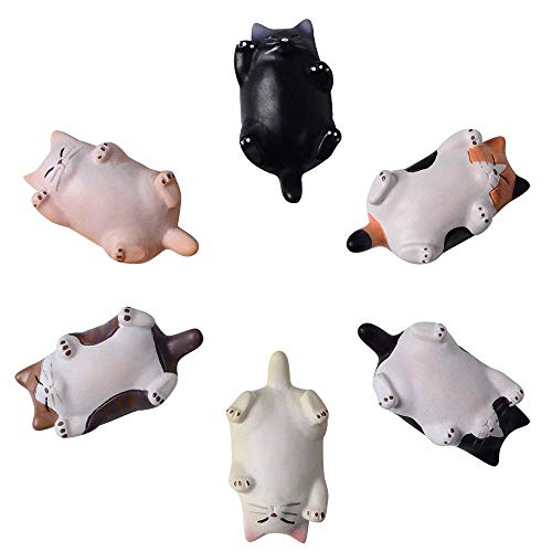 Set de 6 imanes decorativos para refrigerador en forma de gato miniatura 5