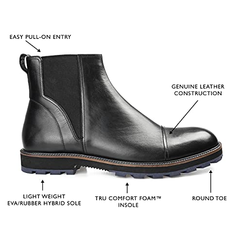 Thomas & Vine Mens Jaylon Chelsea Boot With Genuine Leather Uppers And Tru Comfort Foam Footbed, Black, 11 #TOP1