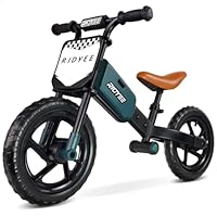 RIDYEE Toddler Balance Bike 2 Year Old, Kids Balance Bike for 2 to 5 Year with Tool-Free Adjustment, Limited Steering, Footrest, Custom Name Plate with Stickers, Gift Bike for 2-3 Boys, Green