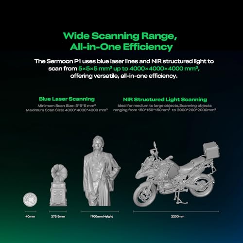 Image of Creality Sermoon P1 Professional 3D Scanner, 6 inchTouch Screen Wireless 3D Scanner with 22+7+1 Blue Laser, 0.02mm Accuracy, for Inspection & Reverse Engineering