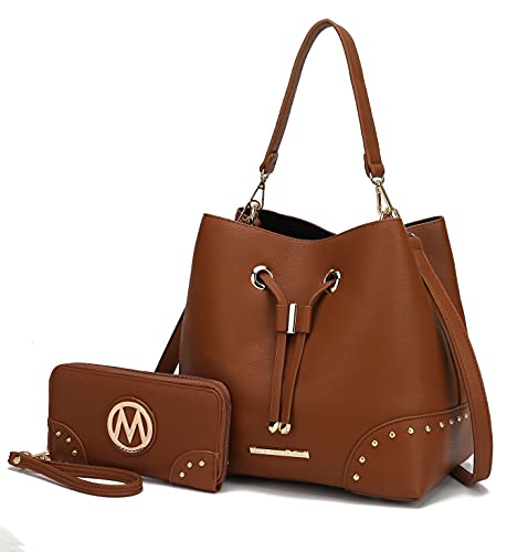 Image of MKF Collection Women's Bucket Bag With Wristlet Wallet, Vegan Leather Hobo Bag Handbag Set Crossbody Bag by Mia K
