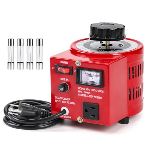 500VA Adjustable Voltage Transformer 110V Input 0-130V Output AC Voltage Regulator Stabilizer Stepless Variable Power Converter for Household Industrial Laboratory Equipment Voltage Testing
