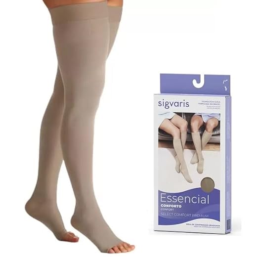 Meia Sigvaris Select Comfort Premium 7/8 Média Compressão Ponteira Aberta (20-30 mmhg) 862P 29-Natural_escura M3