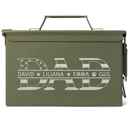 Lucy Engraving Personalized Monogram Ammo Can, Father's Day Gifts for Dad, Engraved Military Storage Box, Custom Gifts for Men, Gifts for Husband, 50 Cal