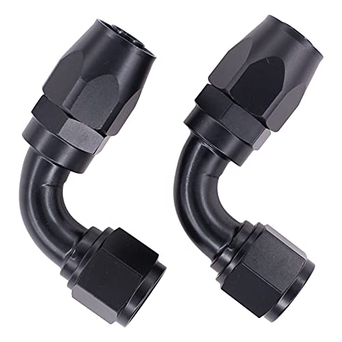 HouYeen AN10 Hose Fitting Adapter 90 Degree AN-10 Connector Aluminum Alloy Black Pack of 2