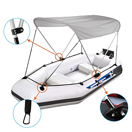 Docred Foldable Bimini Top Boat Cover Canopy Cover 2Bow Bimini Top(63" L 39‘’-55‘’ W 43.3" H) Suitable For Boats Of 3.2-4.5 Ft #TOP2