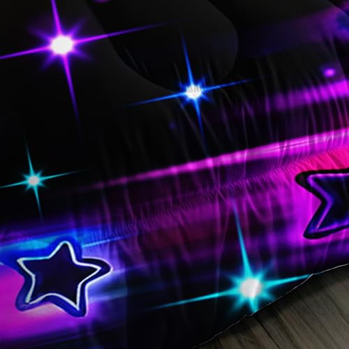 Image of QOOMO Meteor Kids Bedding Set,Colorful Stars Comforter Set Queen Size for Boys Girls Teen Room Decorat,Soft Lightweight Bed Set All Season,1 Comforter 2 Pillowcases