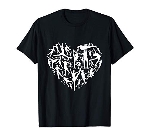 Skating heart love Ice Skater winter girl boy men women gift Camiseta