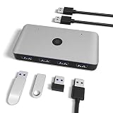 ☞ [ VELOCIDAD DE TRANSFERENCIA ] USB Switch con velocidades de transferencia de datos de hasta 5 Gbps, este switch USB 3.0 transmite sus datos 10 veces más rápido que un USB 2.0. Además, es retrocompatible con dispositivos USB 2.0 y 1.x.