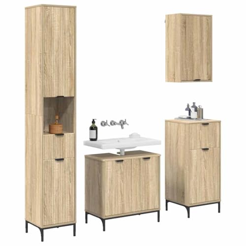 Tocadores de baño marrones y armarios de almacenamiento de madera Roble Sonoma 4