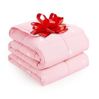 Dreamscene Star Weighted Blanket Blush Pink, Valentines Gifts Therapy Anxiety Relief Insomnia Autism Reversible Fluffy Teddy Fleece Throw, 100 x 150cm - 3kg(Disclaimer:Only suitable for age 3+years)