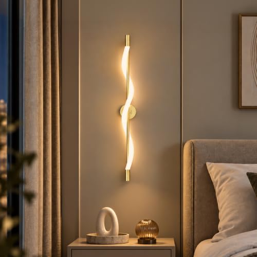 Image of Murphy Twirl 3-in-1 LED Wall Lamp with Golden Finish | Spiral Design | Warm /Neutral /Cool White Light | Premium Aluminium Body | Artistic Modern Wall Light | 2-Year Warranty | Pack of 1