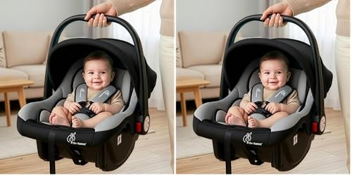Image of R for Rabbit Picaboo Baby Carry Cot, 4 in 1 Multi Purpose Kids Carry Cot, Infant Car Seat, Rocker for Infant Babies of 0 to 15 Months & Weight Capacity Upto 13 Kgs |(Grey Black) (Pack of 2)