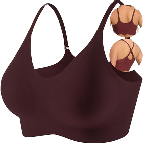 Image of PRETTYWELL Bras for Women Comfort Seamless Bra, Cross Back Adjustable Bralette Bra, Wireless Everyday Bras for Women A-C Cup