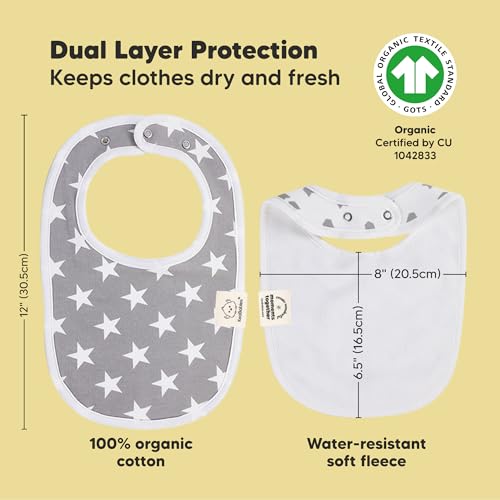image for KeaBabies 8-Pack Organic Baby Bibs for Boys, Girls - Soft Cotton Drool
