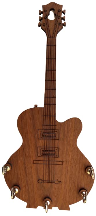 Guitar-Shaped Key Holder - Matte Finish Wooden Stand for Home & Office Decor - Antique Wood Wall Hanging Key Stand for Kitchen - Stylish and Unique Design