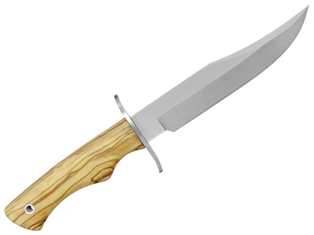 LO TRINCO YO Muela Cuchillo Cazorla CAZ-16OL con hoja de acero inoxidable MoVa y empuñadura de Madera de olivo para Caza, Pesca, Supervivencia y Bushcraft