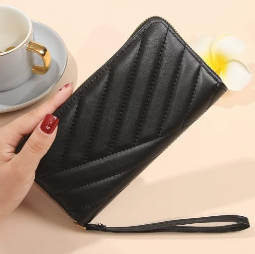 Women's Long Wallet – Large Capacity Zipper Wallet with Multi-Card Slots and Sleek Textured Design3