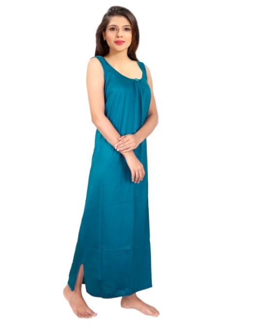 Image of Women's Sleeveless Maxi Night Dress, Spaghetti Strap Nighty, Comfortable Sleepwear Pack of 2