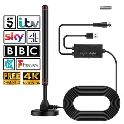 High Gain Digital TV Antenna with Magnetic Base, DVB-T/T2 Compatible