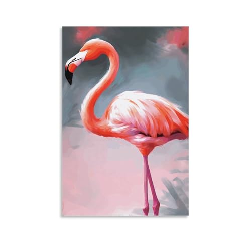 Toile flamant rose decoration murale esthetique salon chambre 60x90
