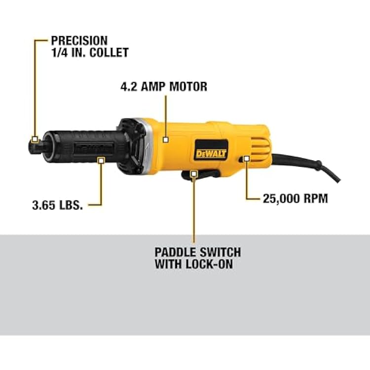 DEWALT Die Grinder, Corded, 1-1/2-Inch, 4.2-Amp, 25,000 RPM, AC/DC Capacity (DWE4887)