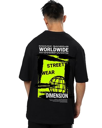 Image of fanideaz Mens Oversized Printed Half Sleeve Branded Cotton T-Shirt for Mens || Back Printed t Shirts for Men || Oversized t Shirts for Men