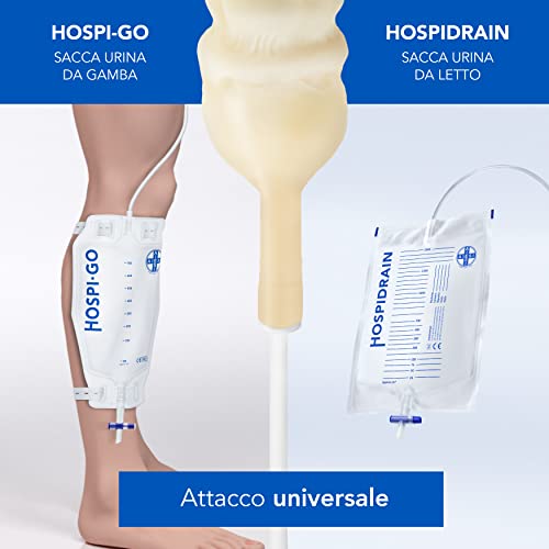 AIESI® Externer Latexkatheter für männer mit klebestreifen durchmesser 35 mm einzeln verpackt HOSPISAFE (Packung mit 50 Stück)