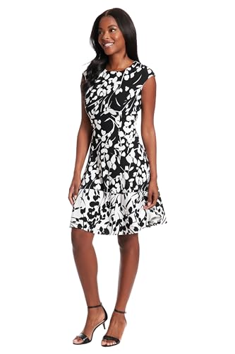 Image of London Times Womens Dresses Cap Sleeve Fit and Flare - Elegant Summer Cocktail Graduation Garden Party Wedding Guest Dress