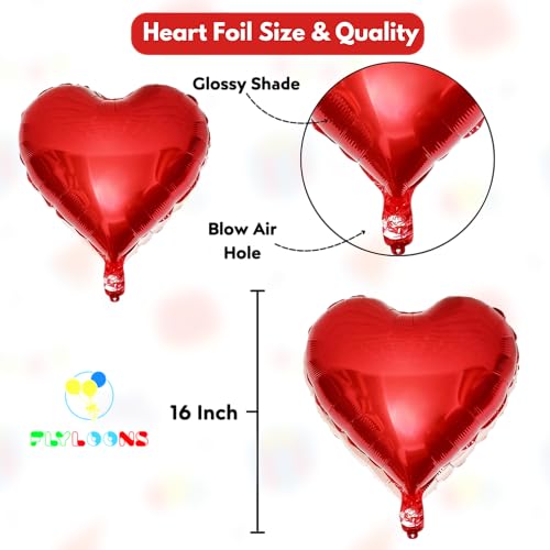 Image of Flyloons 100th Happy Anniversary Decoration Items Red Rose Gold for Men Women Husband Wife Mom Dad Parent Couple Home Bedroom Car With 20 Pcs Metallic Balloons Anniversary Banner 2 Pcs Heart Set Kit