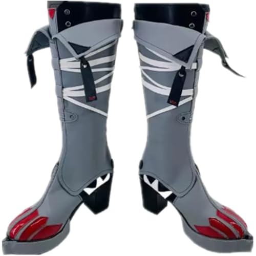 Genérico Botas De Cosplay De Anime Para Mujer Para Jane Doe Moda Cuero De PU Elegante Escenario Rendimiento Props Zapatos Hechos A Medida Halloween Christma Comic Con (Gris,38)