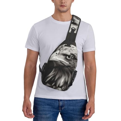 Bolso cruzado para hombre, mochila bandolera negra y blanca miniatura 7